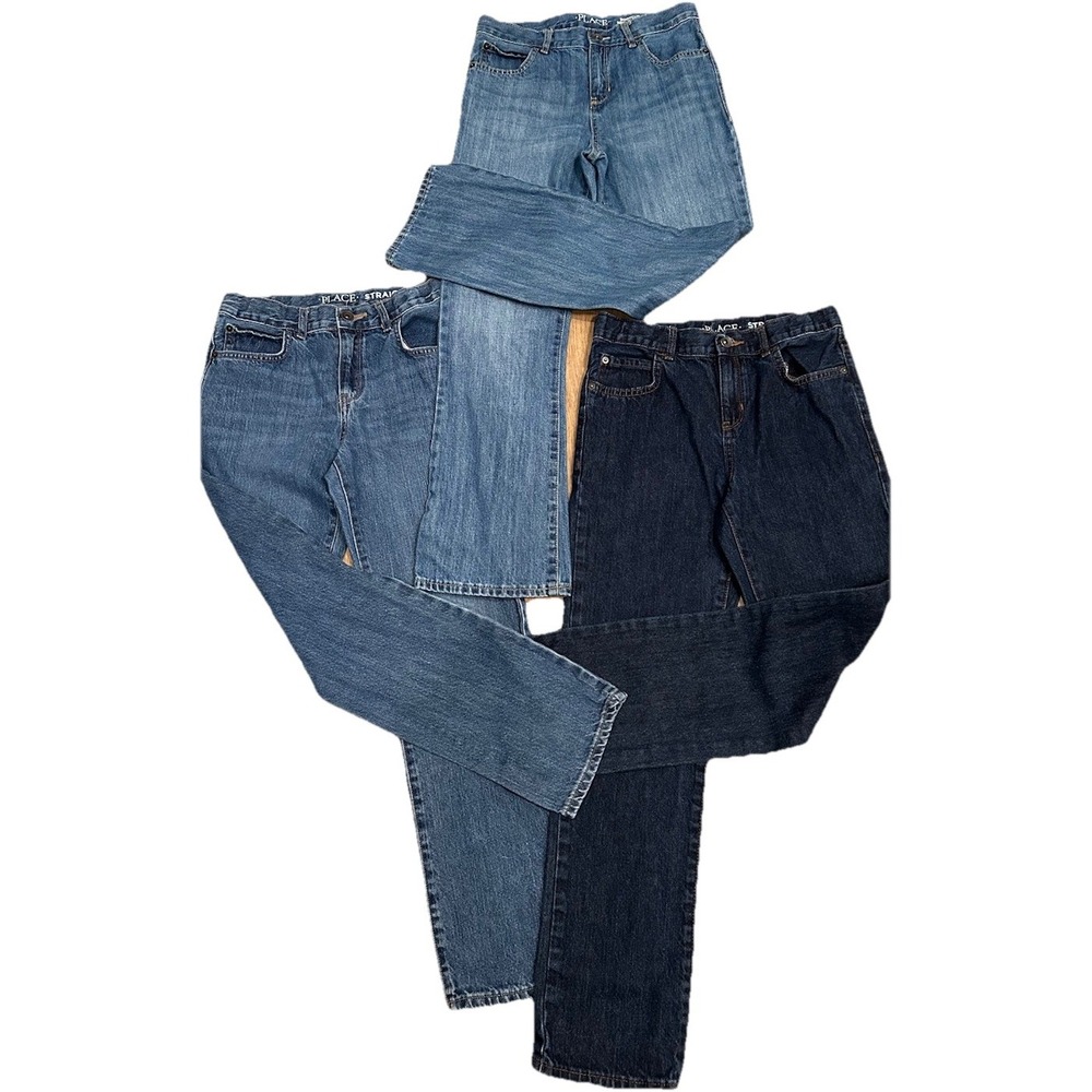 Children's Place Lot Of 3 Kids Sz 12 Jeans Unisex Bootcut Straight‎ Adj Waist